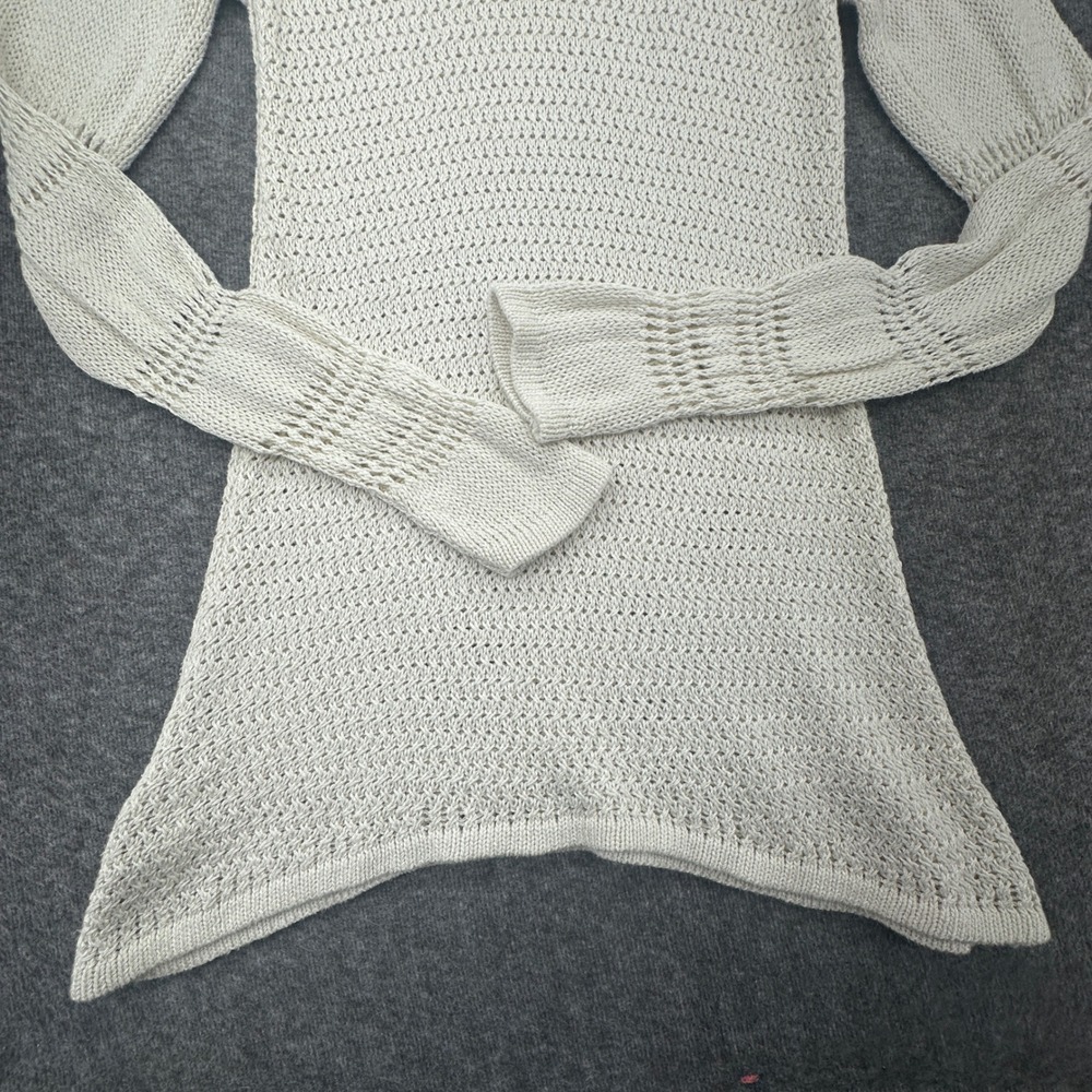 Tommy Bahama Womens Ivory V-Neck Crochet Knit Sharkbite Hem Tunic Sweater Size M - Picture 8 of 9
